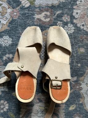 Bryr Miranda Suede Open-Toe Sandals in Light Beige